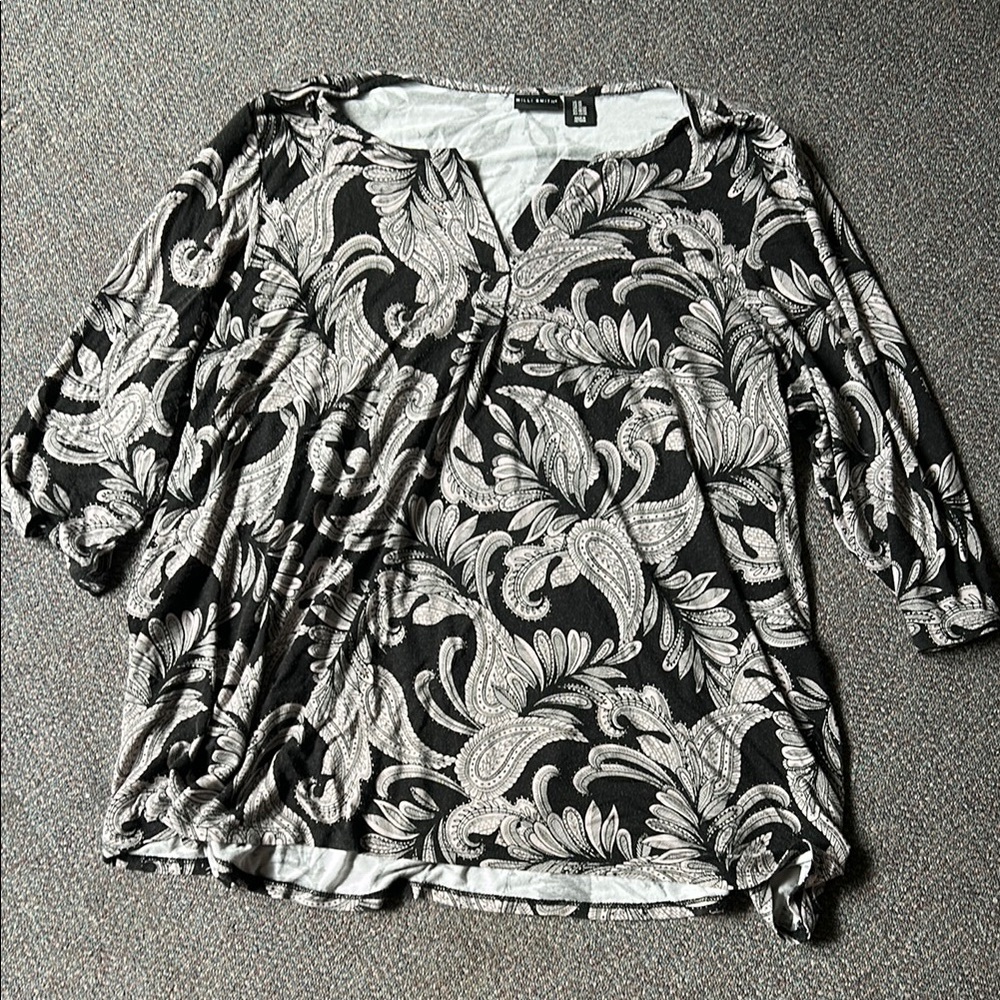 Brown and White Patterned Women's Top